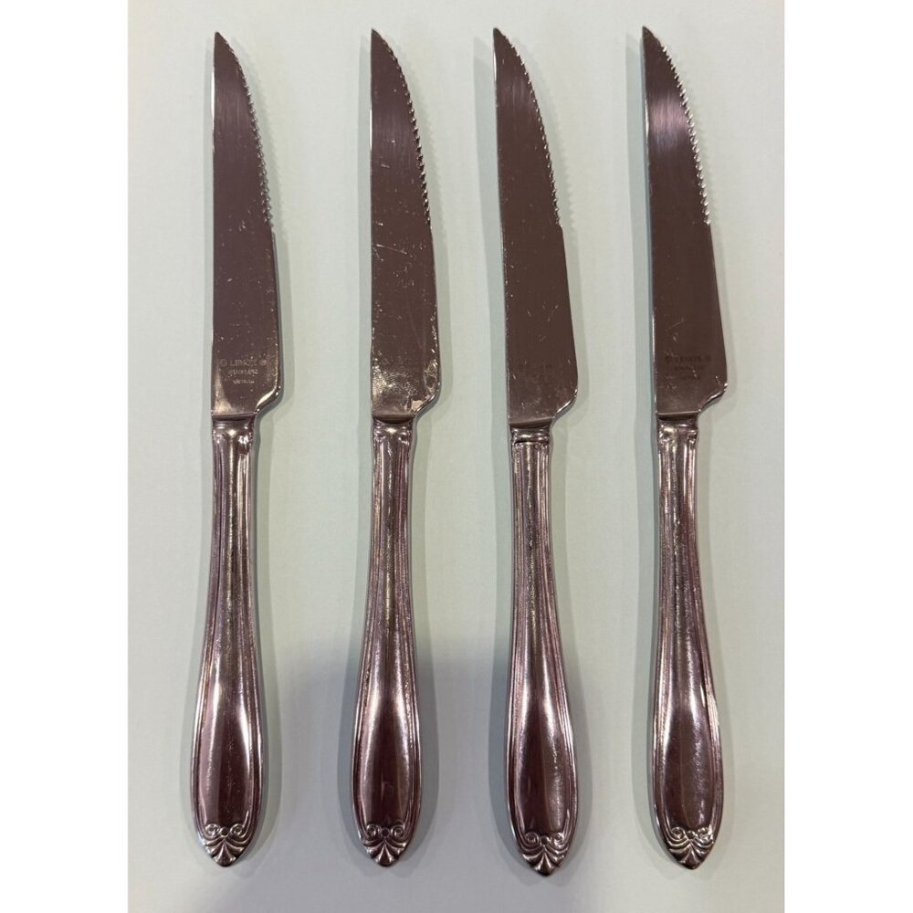 Lenox Unknown Pattern Discontinued Stainless Steak Knives Flatware Vietnam